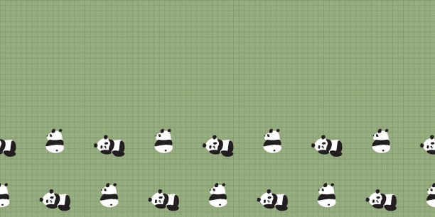 熊猫正方形框架边界无缝模式图片下载