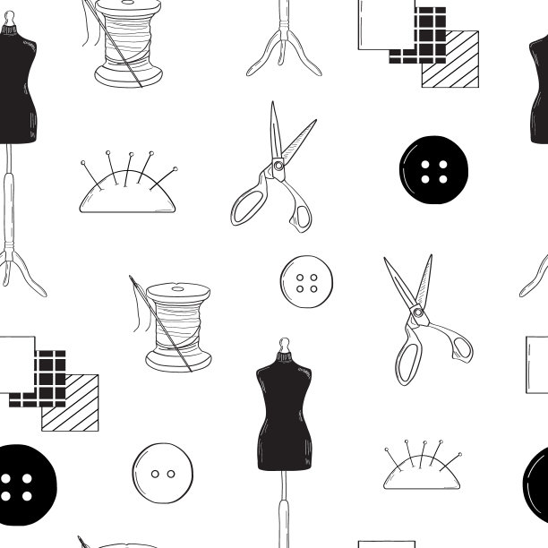 无缝图案:裁缝，缝纫。图片下载