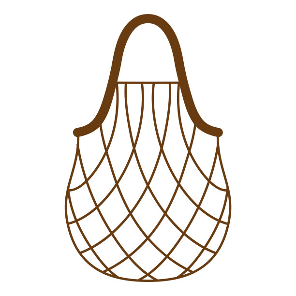矢量卡通棕色空杂货绳袋或龟网袋健康的有机食品。图片下载
