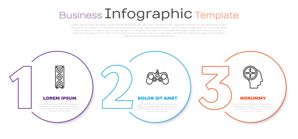 立体声扬声器，手柄和头部狩猎的概念。业务信息模板。向量图片下载
