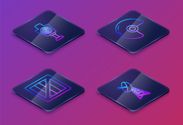 人体目标运动射击，军用弹药箱，军用头盔和雷达。蓝色方块按钮。向量图片下载