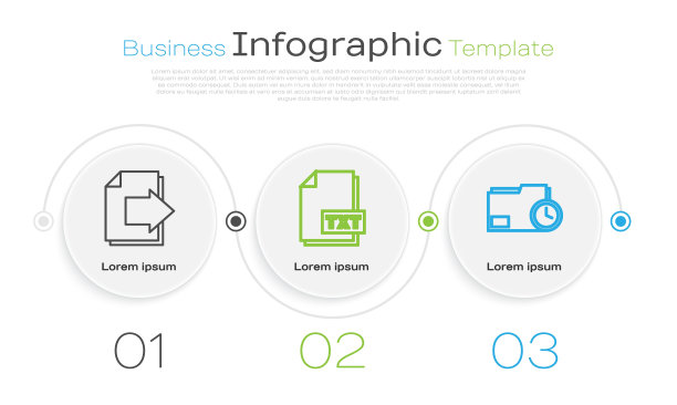 设置行下一页箭头，TXT文件文件和文件文件夹与时钟。业务信息模板。向量图片下载