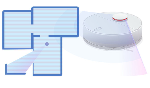 真空吸尘器机器人及其激光测距仪及其地图(剪纸)图片下载