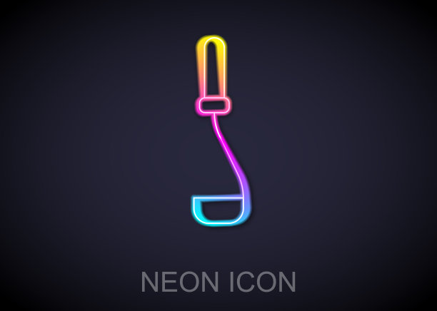 发光的霓虹灯线厨房勺图标孤立上图片下载
