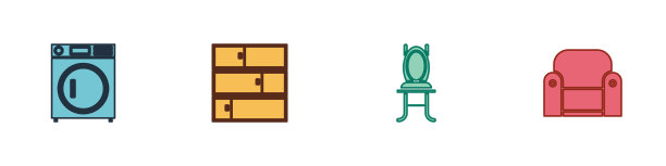 设置垫圈搁板椅子和扶手椅图标图片下载