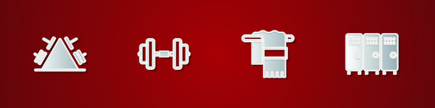 在金属架子上放上重量哑铃毛巾图片下载