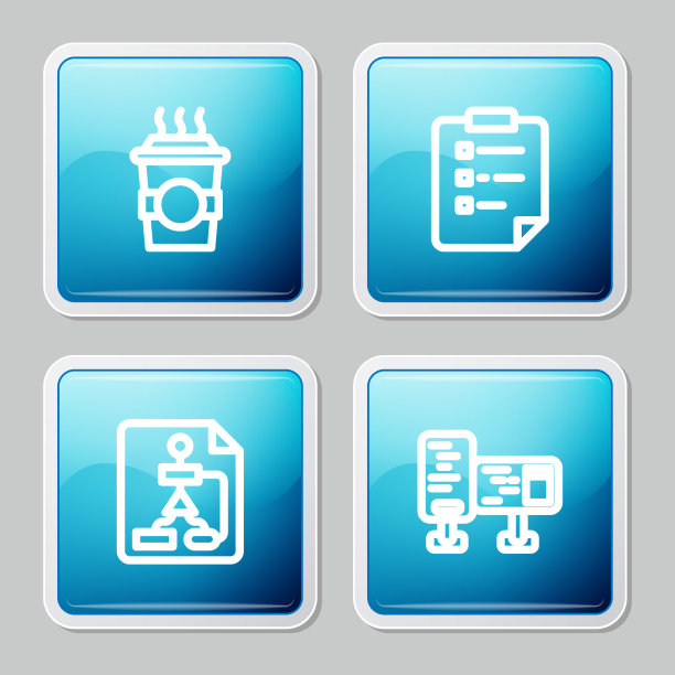 设置线咖啡杯与剪贴板图片下载