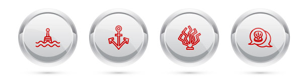 设漂线浮标锚珊瑚和扇贝图片下载