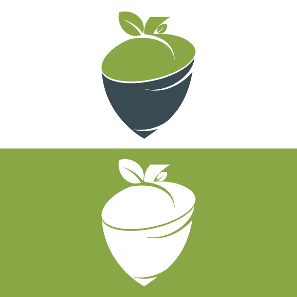 橡果与叶标志插图矢量模板。图片下载