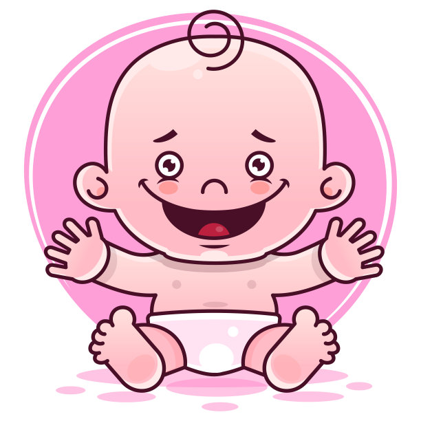 贺卡愉快的婴儿微笑手绘草图矢量图片下载