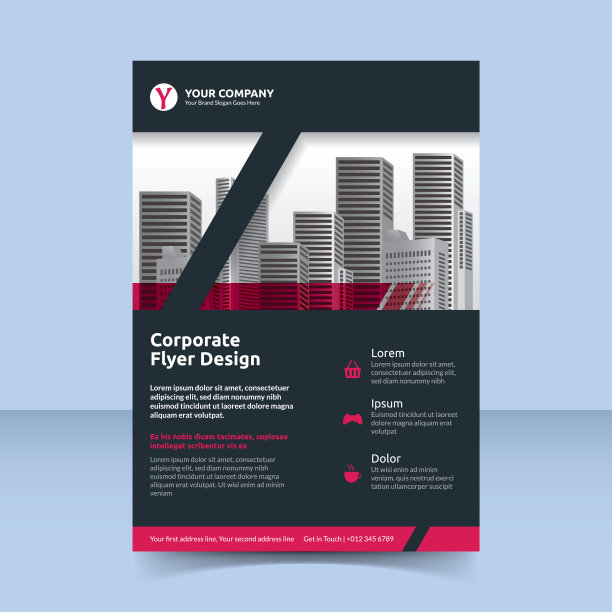 夜洋红色企业传单设计模板图片下载