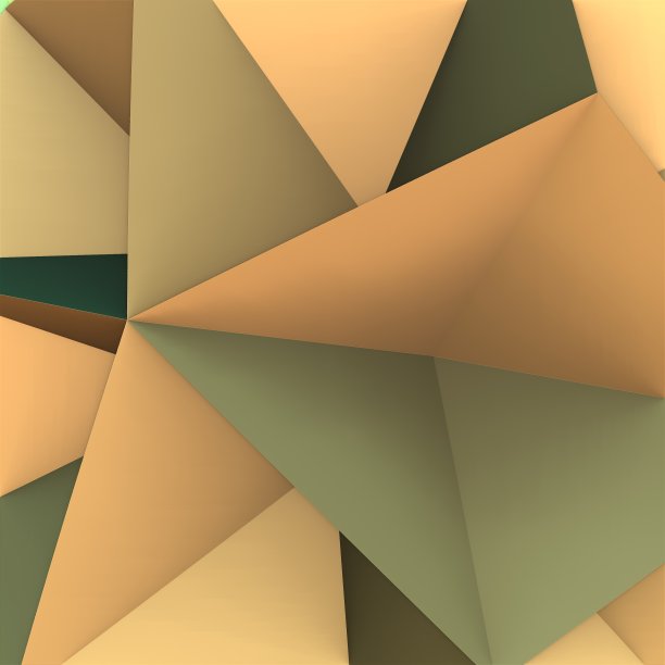 棕色，橙色和绿色抽象三角形，3d渲染。图片下载