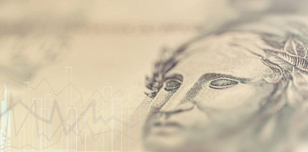 真钞、巴西货币、带有货币纹理的证券交易图像细节，以及表示涨跌、投资或亏损的线条图片下载