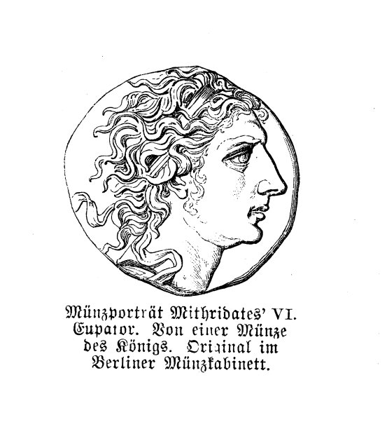 安那托利亚北部的本都国王米特拉达提六世头像的古代钱币图片下载