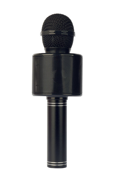 黑色无线卡拉ok麦克风孤立在白色上图片下载