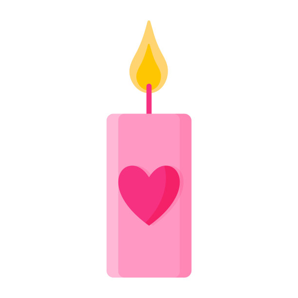 粉红色的蜡烛和一颗心。婚礼和情人节的概念。图片下载