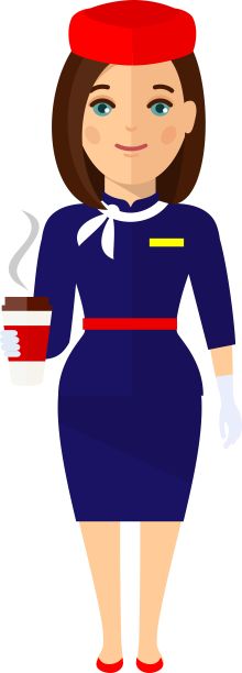 可爱的卡通空姐在平面风格。图片下载