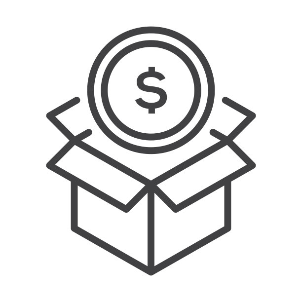 钱箱，盒子里的钱，惊喜钱。矢量图标模板图片下载