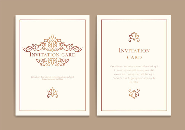 金色和白色的邀请卡设计与向量框架模式。古董装饰模板。可用于背景和壁纸。优雅和经典的矢量元素伟大的装饰。图片下载