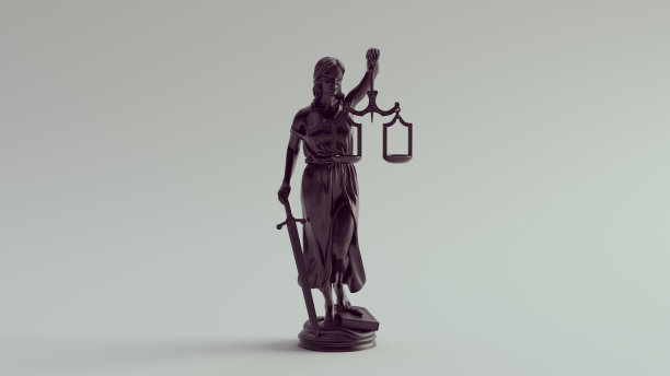 正义女神雕像，司法制度法律保护的化身，平衡天平法黑图片下载