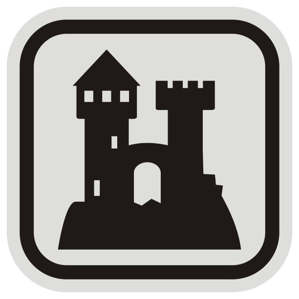 城堡，黑色框架，eps。图片下载