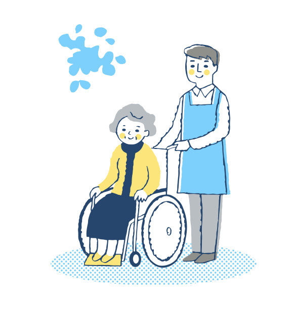 坐轮椅的老年男女护理人员图片下载