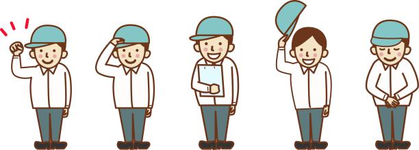 5个男员工打招呼姿势。图片下载