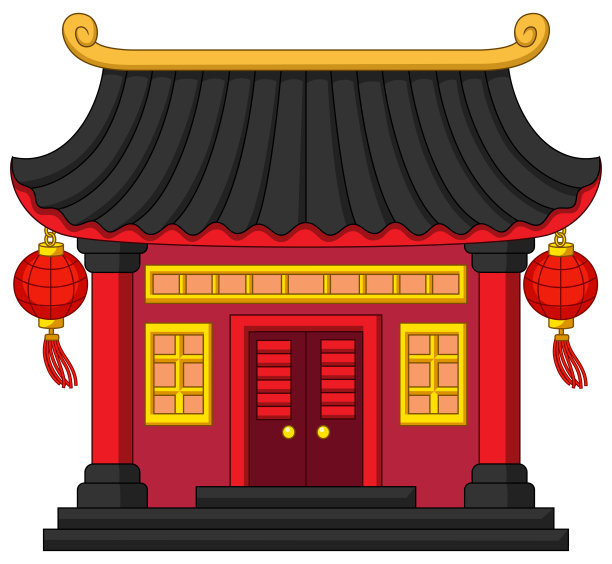 挂灯笼的中国建筑图片下载