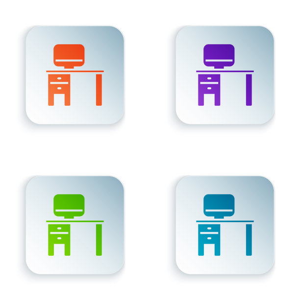 彩色电脑显示器和桌面图标孤立上图片下载