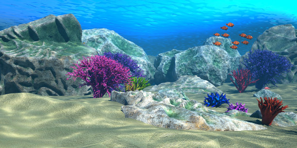 三维渲染岩礁景观图片下载