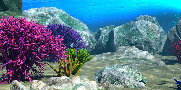 三维渲染岩礁景观图片下载