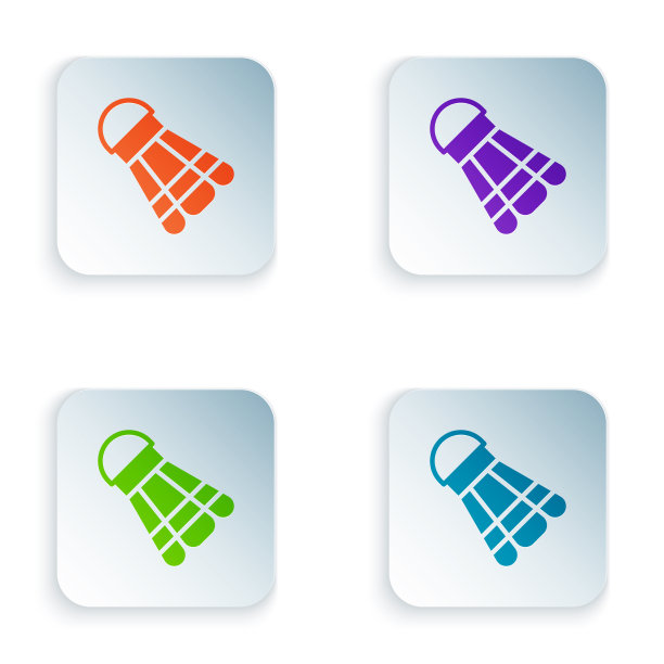 彩色羽毛球羽毛球图标孤立在白色图片下载