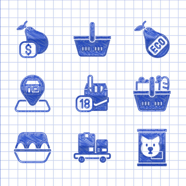 设置香烟包装盒、手推车和包装盒图片下载