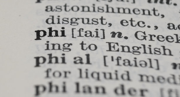 希腊字母Phi字典定义特写图片下载