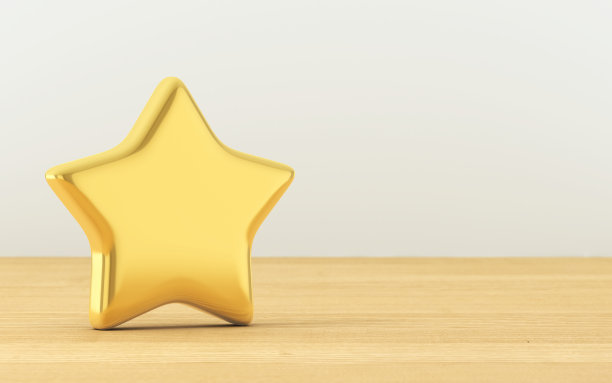 3d渲染选择性焦点金色星星形状在木地板库存照片图片下载