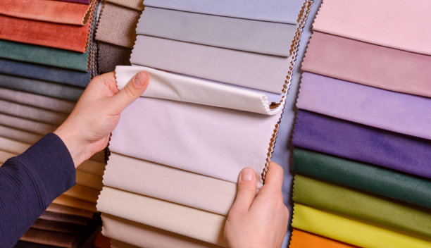 顾客看了看，选择了她喜欢的颜色的面料，从面料样品中选择了她新沙发的面料。图片下载