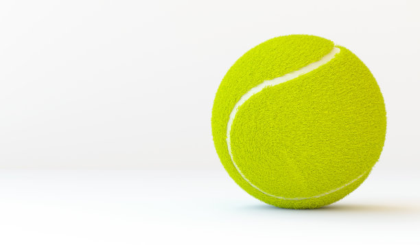 逼真的3D网球与复制空间。大型网球运动用球。水平的旗帜。3D渲染插图孤立在白色背景上。图片下载