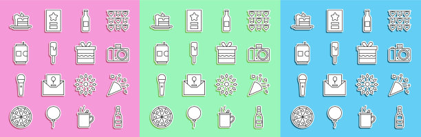 设置线香槟瓶节日五彩纸屑照片图片下载