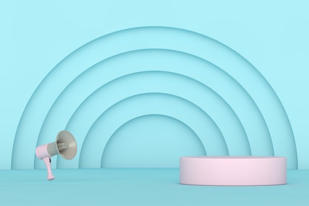 粉色和蓝色的空白场景，空的产品展台，空的产品展示舞台素材图片