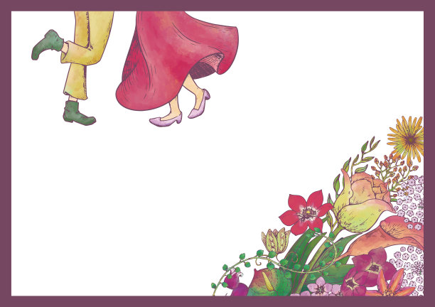 两个人跑上花花花的花园好朋友散步爱的爱人爱的约会图片下载