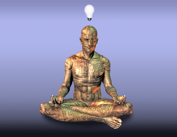 机器人以莲花的姿势浮在空中图片下载