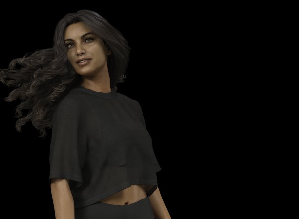 漂亮女士摆姿势。3 d渲染。图片下载