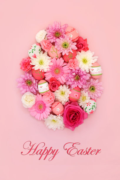 复活节彩蛋和花的抽象形状图片下载