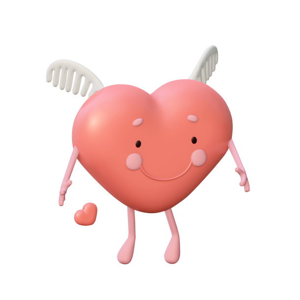 可爱的粉红色的心的3d插图。情人节，浪漫的节日符号，设计元素。图片下载