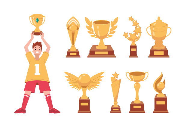 金奖杯为胜利者设置图片下载