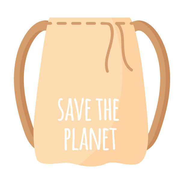 矢量卡通织物生态杂货店背包。图片下载