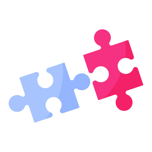 红色和蓝色的拼图。婚礼和情人节的概念。图片下载