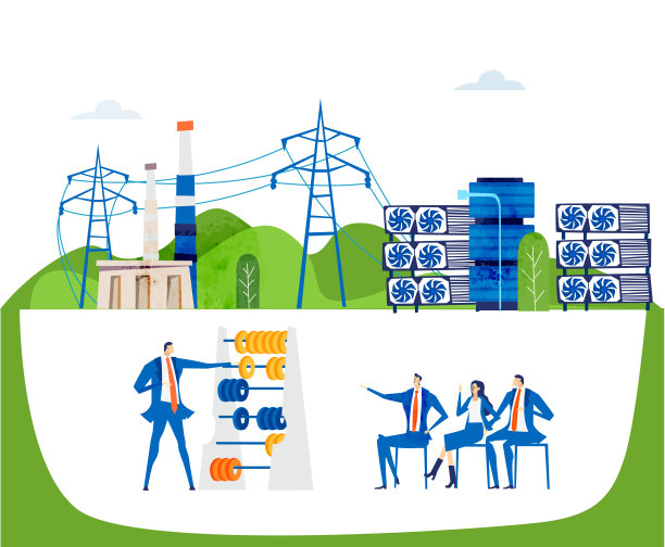 商业人士计算能源成本和开发项目。工业区内的高压电线和发电站。能源供应，能源危机。图片下载