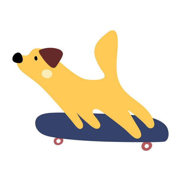 可爱的狗玩滑板。图片下载