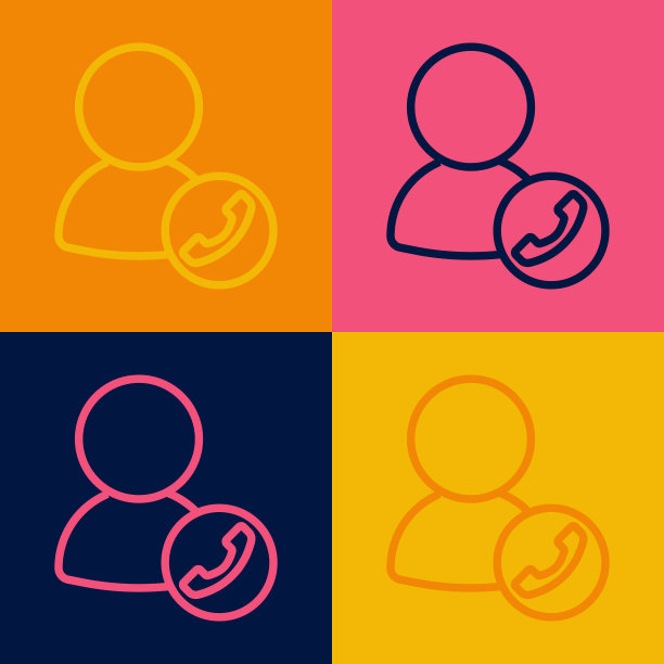 波普艺术线视频聊天会议图标孤立的颜色背景。在线会议可以在家工作。远程项目管理。向量图片下载